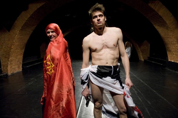 Mladinsko Theatre and Oliver Frljić’s Damned Be the Traitor of His Homeland!, Photo: Ziga Koritnik.