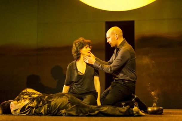 Juliette Binoche and Samuel Edward-Cook in Antigone directed by Ivo van Hove. Photo credit: Jan Versweyveld 