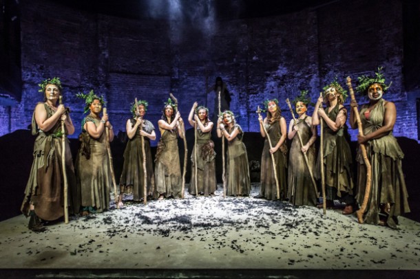 The Chorus in Bakkhai at the Almeida Theatre, London. Photo credit: Marc Brenner.